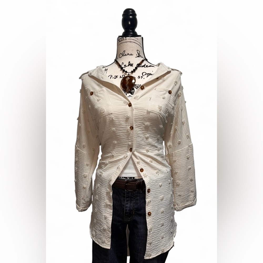 Cream Button-Up Women's Top